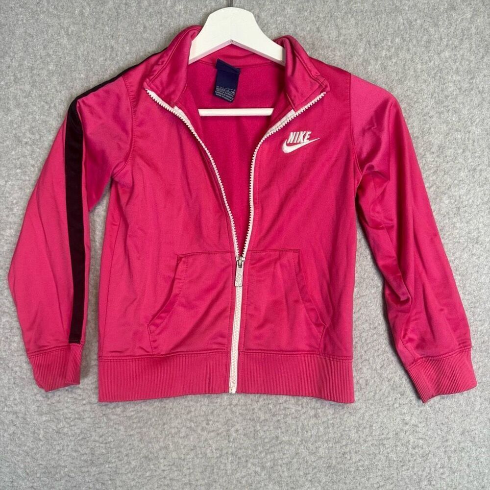 Nike Girls Size 6-7 Year Old Pink Full Zip Athletic Style Jacket Coat Activewear